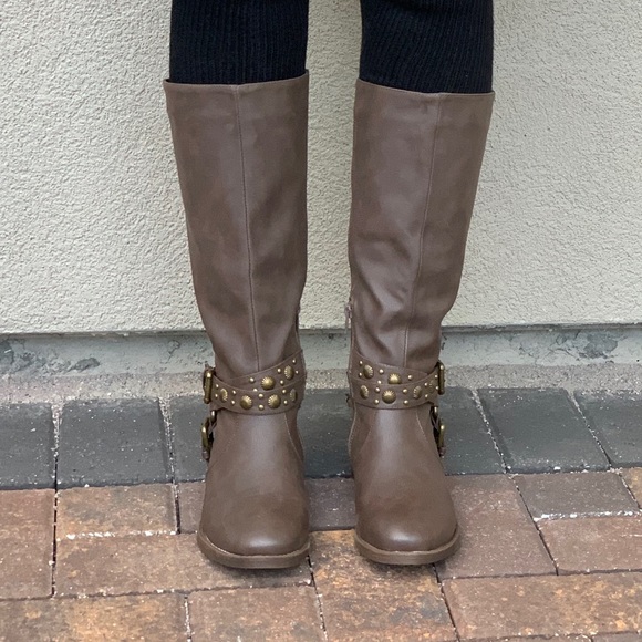 Texas Brown Knee High Harness Detail Riding Boots - Picture 5 of 7